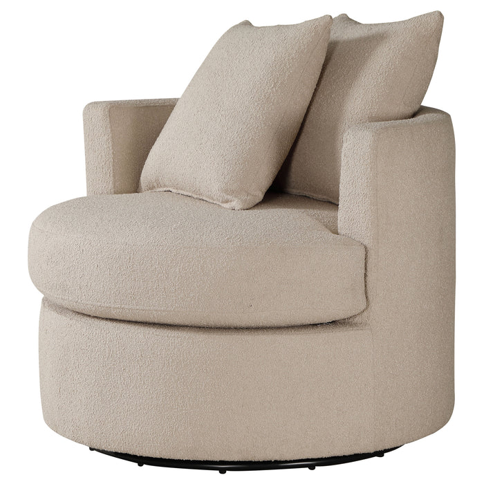 Debbie Upholstered Swivel Accent Chair Camel