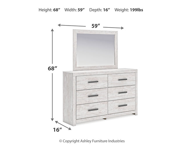 Cayboni King Panel Bed with Mirrored Dresser