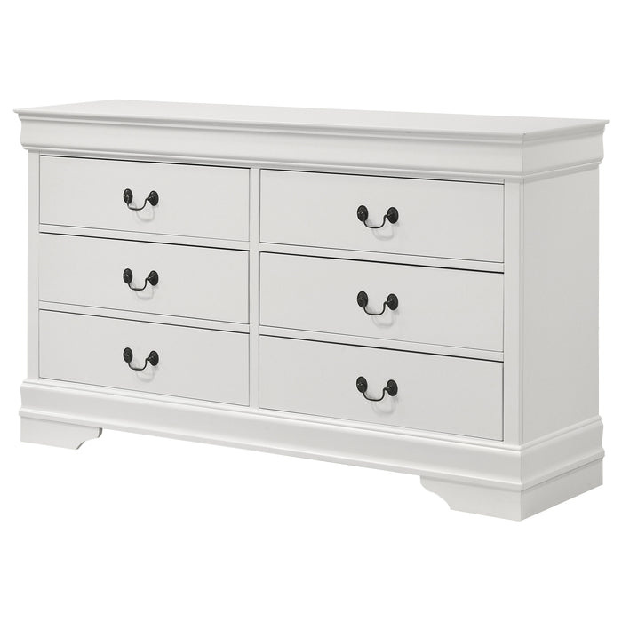 Louis Philippe 6-drawer Dresser White