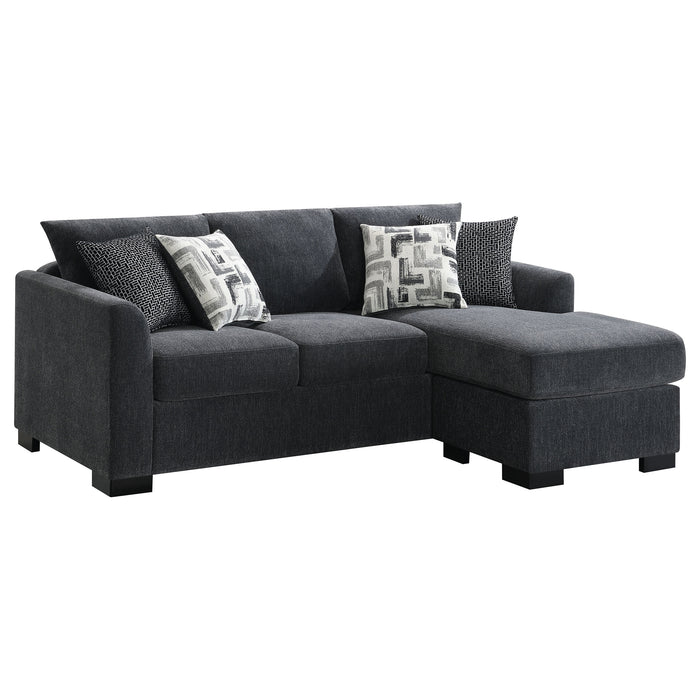 Storey Upholstered Sleeper Sectional Chaise Sofa Dark Grey