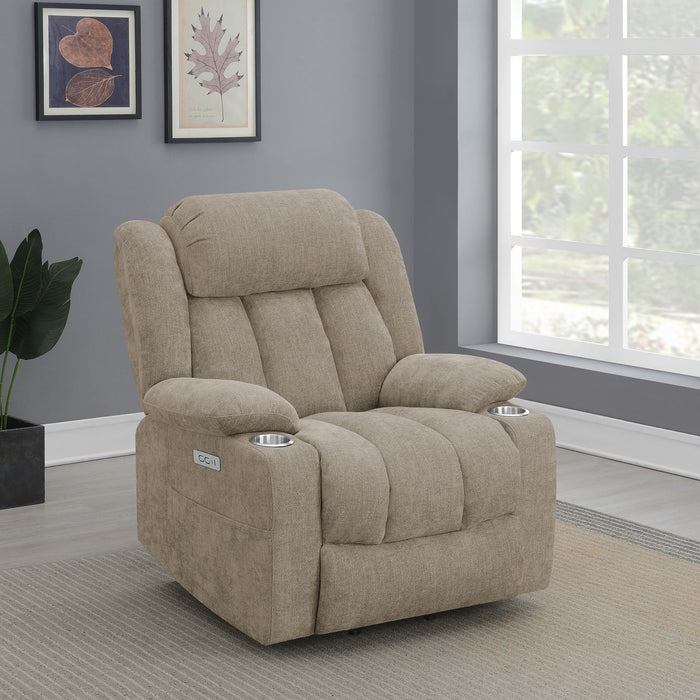 Houston Upholstered Power Lift Recliner Chair Camel