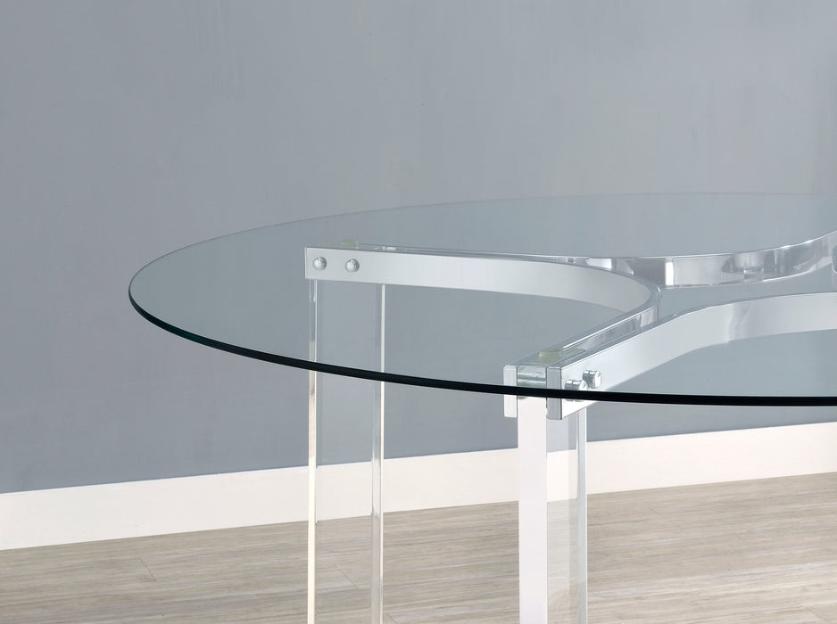 Keeling 47-inch Round Glass Top Acrylic Dining Table Chrome