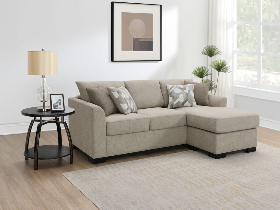 Storey Upholstered Sleeper Sectional Chaise Sofa Camel