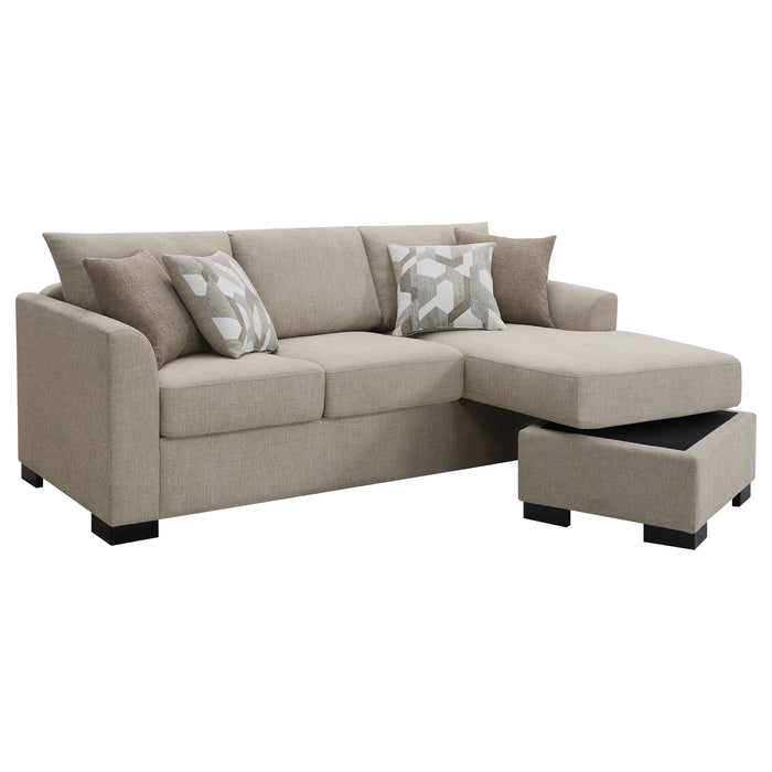 Storey Upholstered Sleeper Sectional Chaise Sofa Camel