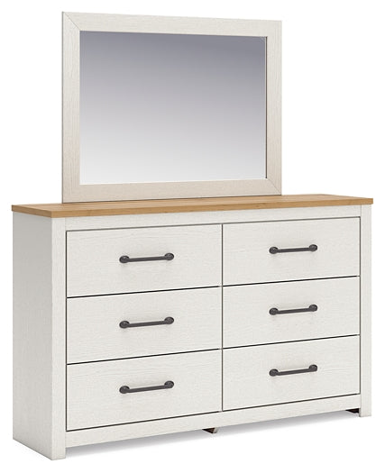 Linnocreek Twin Panel Headboard with Mirrored Dresser, Chest and Nightstand