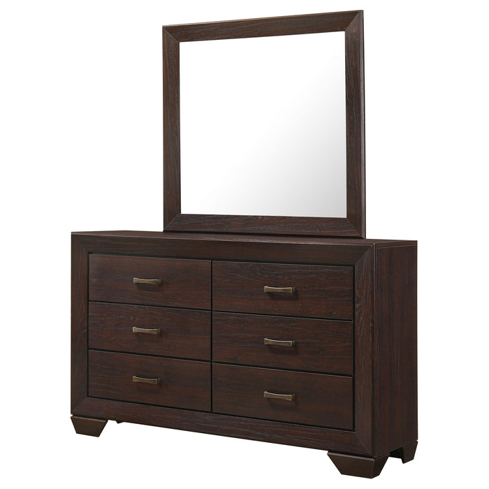 Kauffman 6-drawer Dresser with Mirror Dark Cocoa