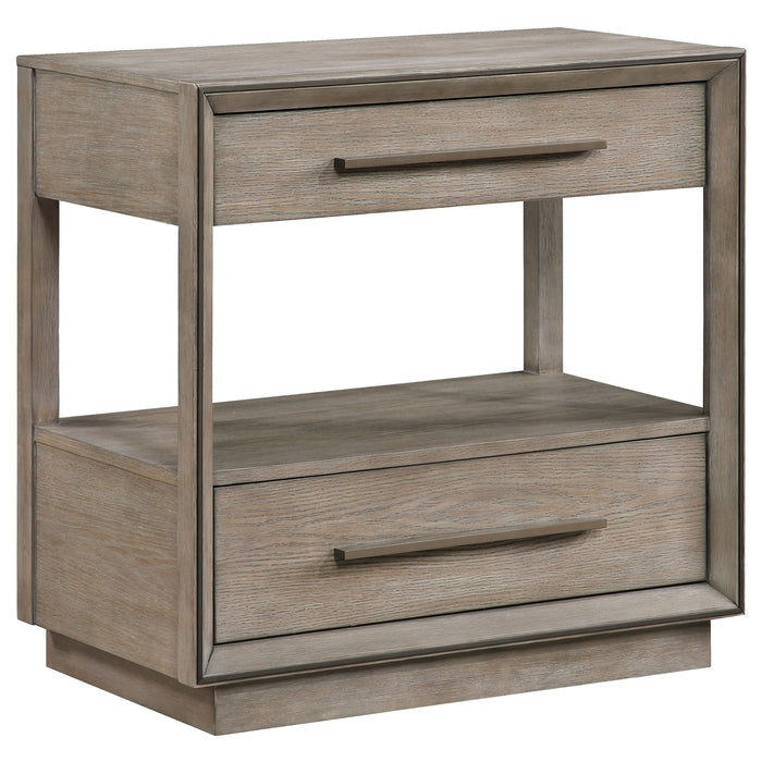 Durango 2-drawer Nightstand Bedside Table Taupe Oak