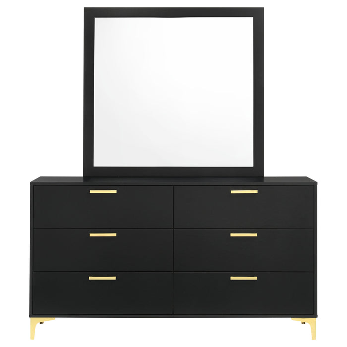 Kendall 6-drawer Dresser with Mirror Black