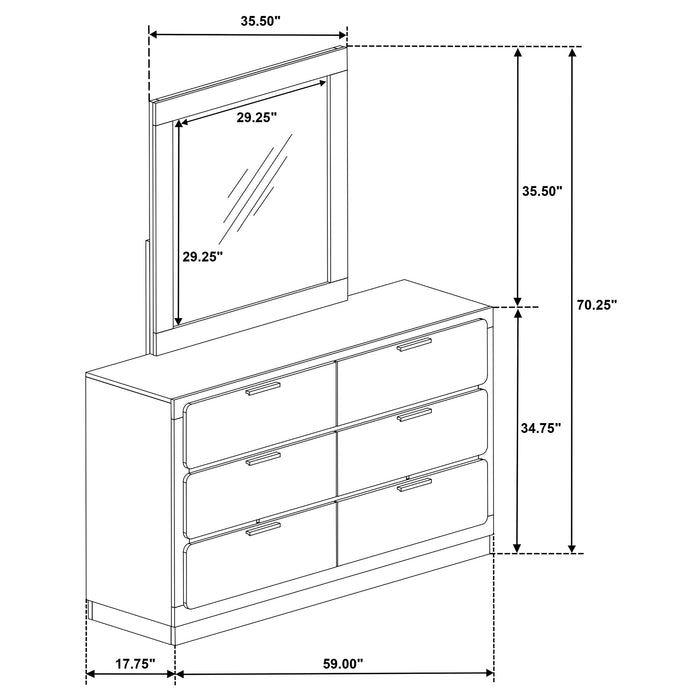 Caraway 6-drawer Dresser with Mirror White