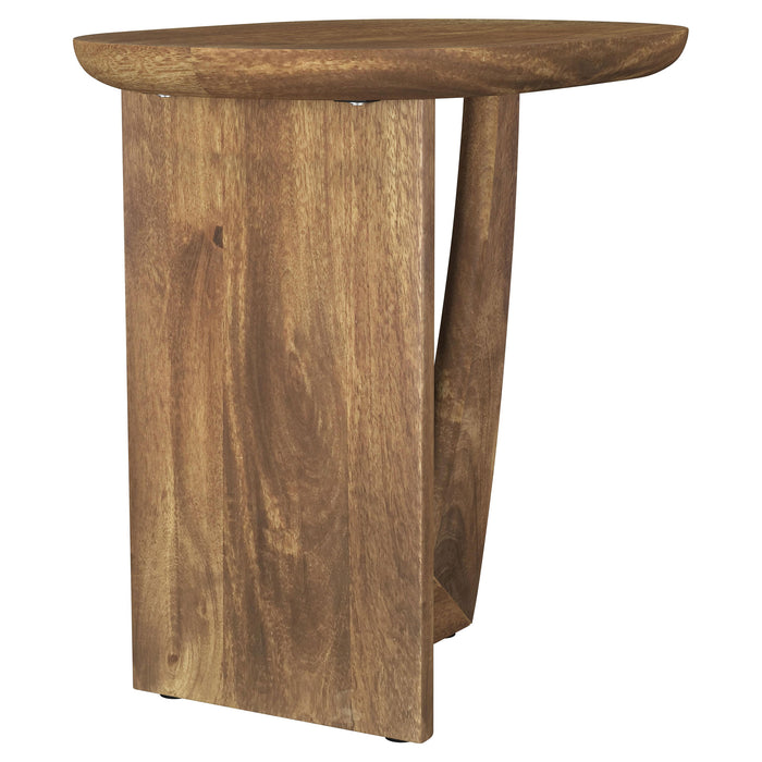 Fletcher Oval Solid Mango Wood Accent Side Table Brown