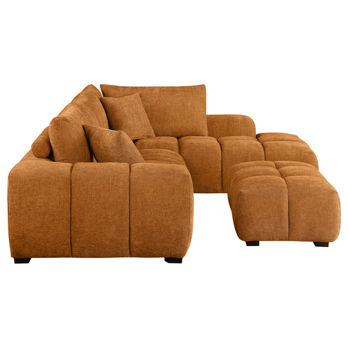 Camacho Upholstered Sectional Sofa with Ottoman Set Orange