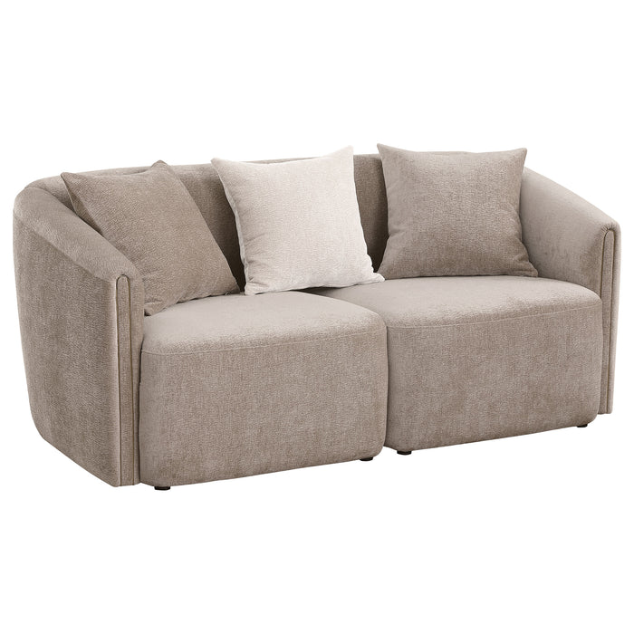 Townsend Chenille Upholstered Rolled Arm Loveseat Latte