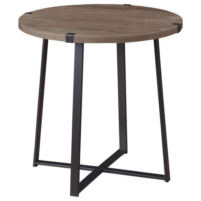 Marcus Round Engineered Wood Side End Table Light Brown