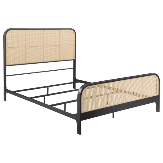 Lanewood Open Cane Webbing Metal Queen Bed Black