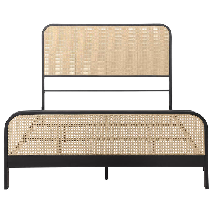 Lanewood Open Cane Webbing Metal Queen Bed Black