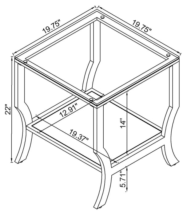 Saide Square Glass Top Side End Table Chrome