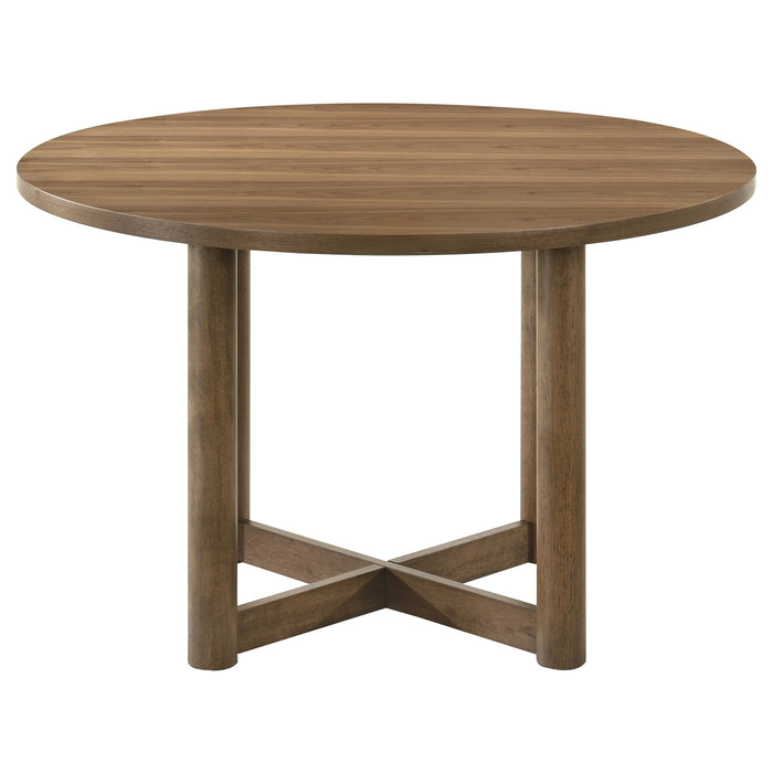 Crestmore 5-piece 46-inch Round Wood Dining Table Set Walnut