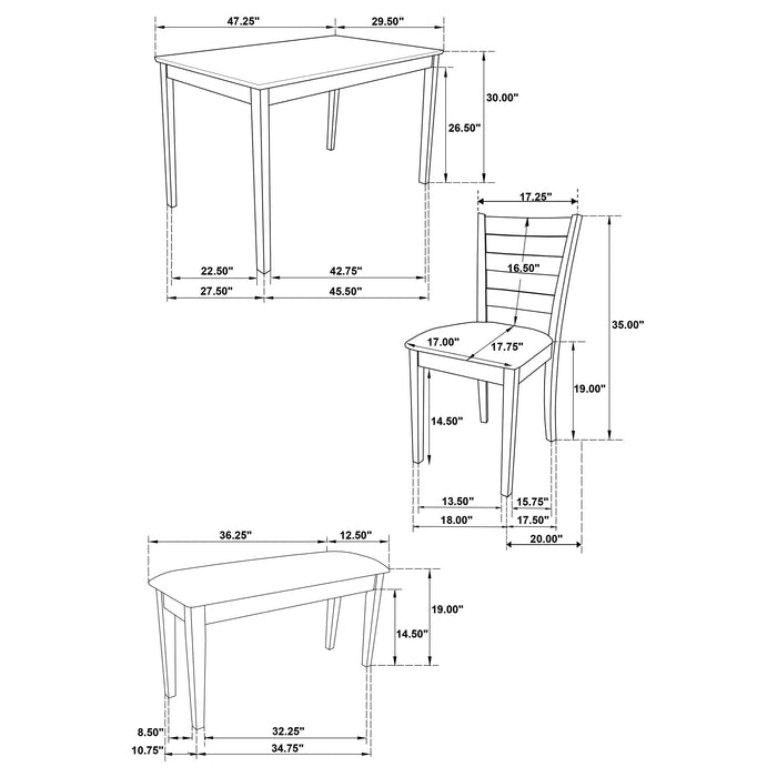 Guillen 5-piece Rectangular Dining Table Set Cappuccino