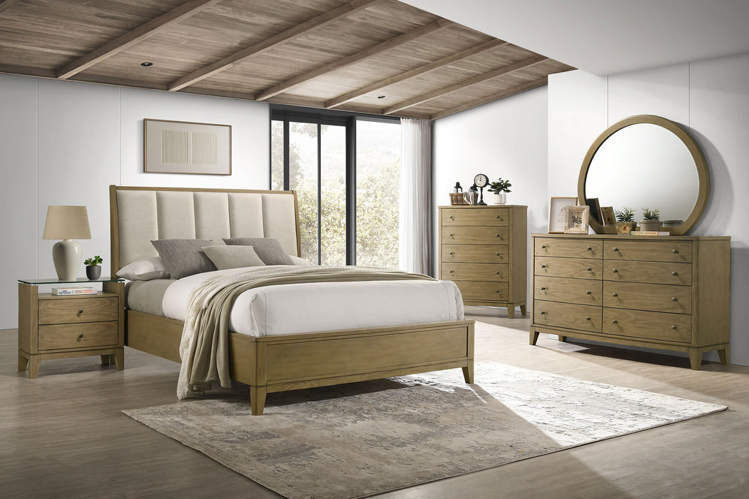 Granada Upholstered Queen Panel Bed Natural Pine