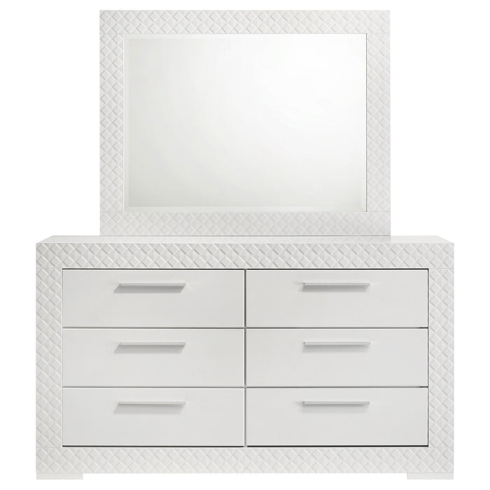 Ives 6-drawer Dresser and Mirror White High Gloss