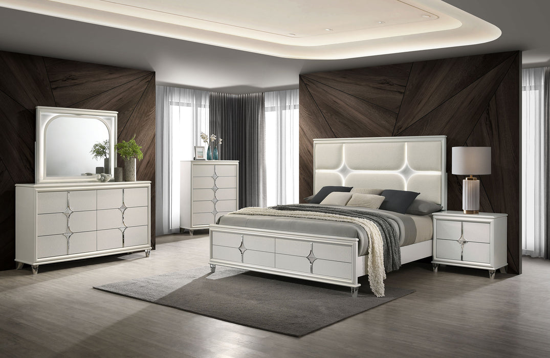 Olivia 6-drawer Dresser and LED Mirror Pearl White