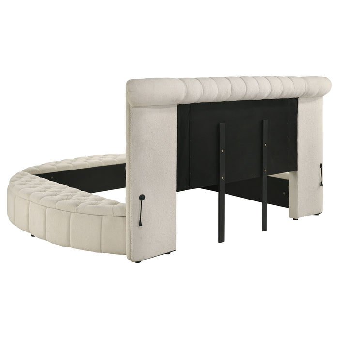 Sonya Upholstered Queen Round Storage Bed Ivory