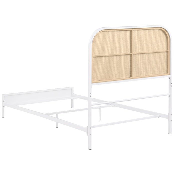 Amherst Radio Weave Rattan Metal Twin Bed White