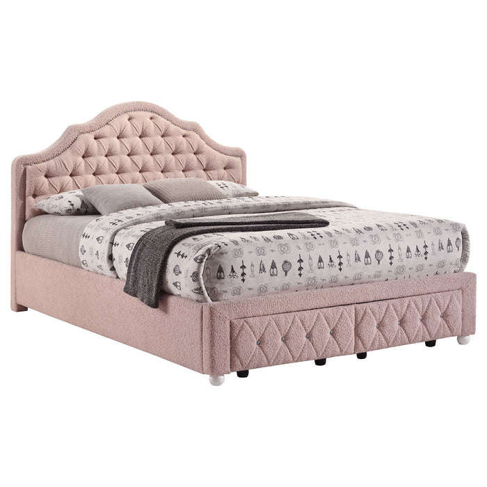 Ashleigh 44-inch Upholstered Full Storage Platform Bed Pink