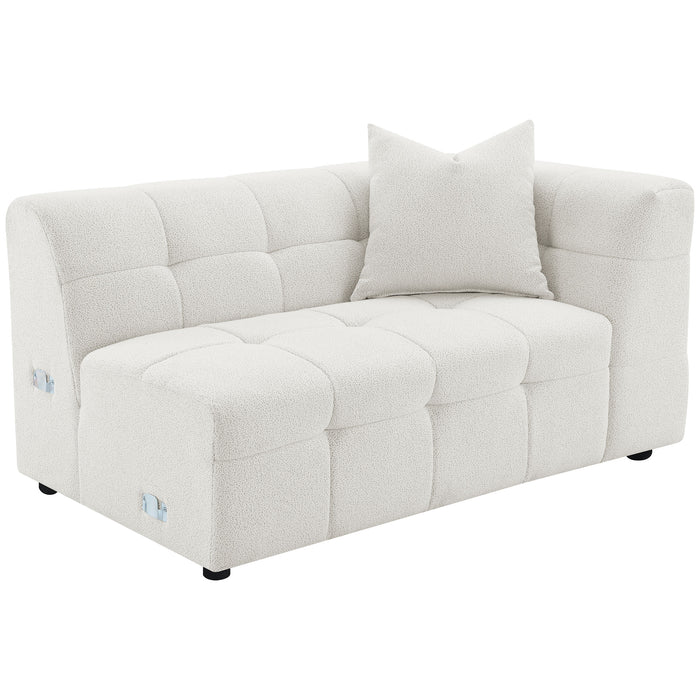 Everly Boucle Upholstered Extra Long Sofa Off White