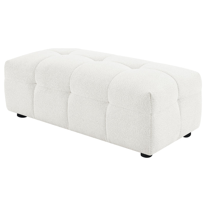 Everly Boucle Upholstered Rectangular Ottoman Off White