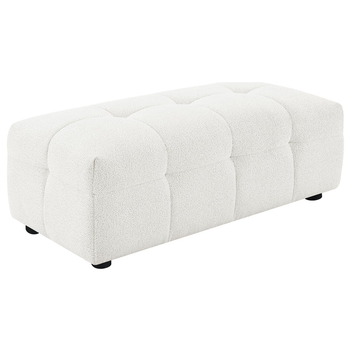 Everly Boucle Upholstered Rectangular Ottoman Off White