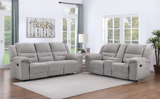 Gilson 2-piece Chenille Upholstered Reclining Sofa Set Grey