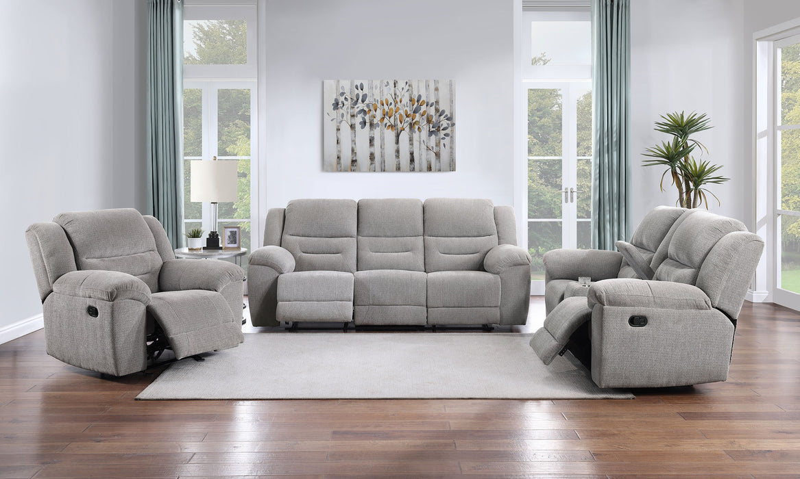 Gilson 3-piece Chenille Upholstered Reclining Sofa Set Grey