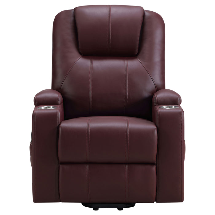 Armstrong Upholstered Power Lift Massage Recliner Wine