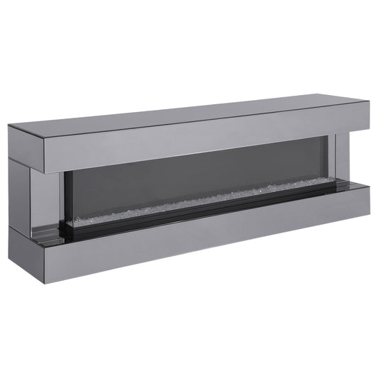 Vallerie 71" TV Stand with Visual Flame Box Grey Mirror