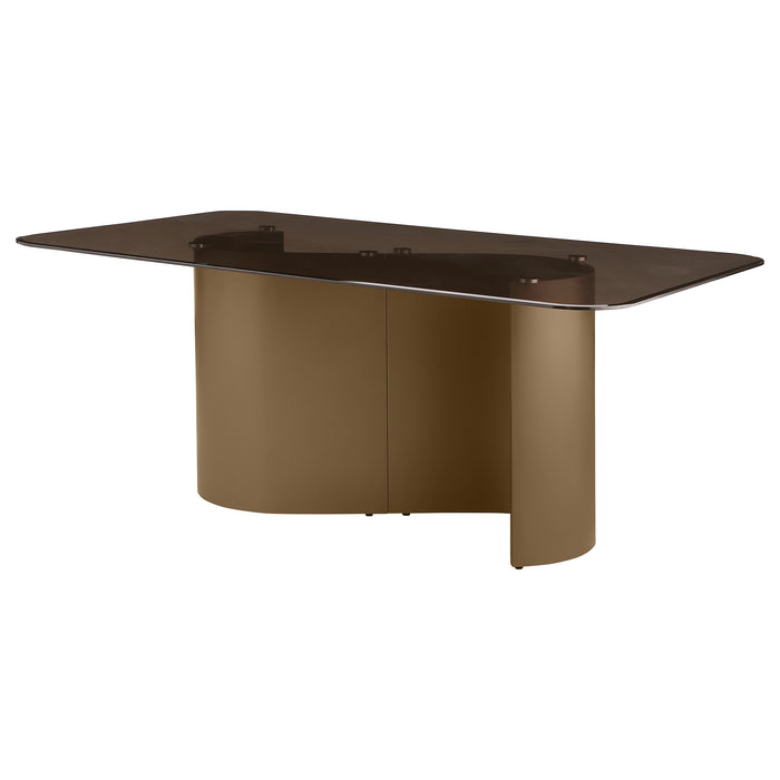 Edson 72-inch Rectangular Glass Top Dining Table Bronze