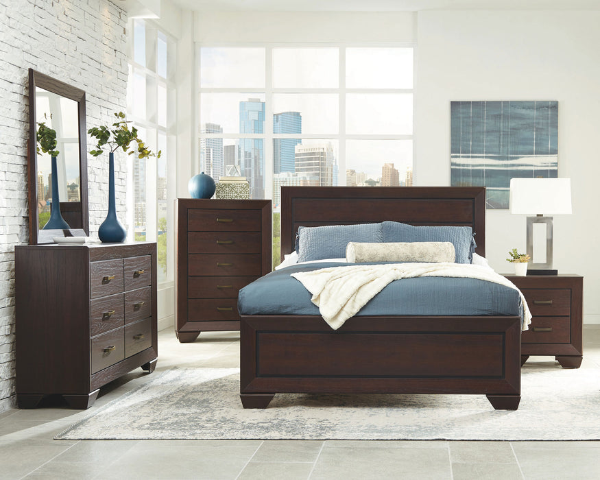 Kauffman Wood Eastern King Panel Bed Dark Cocoa