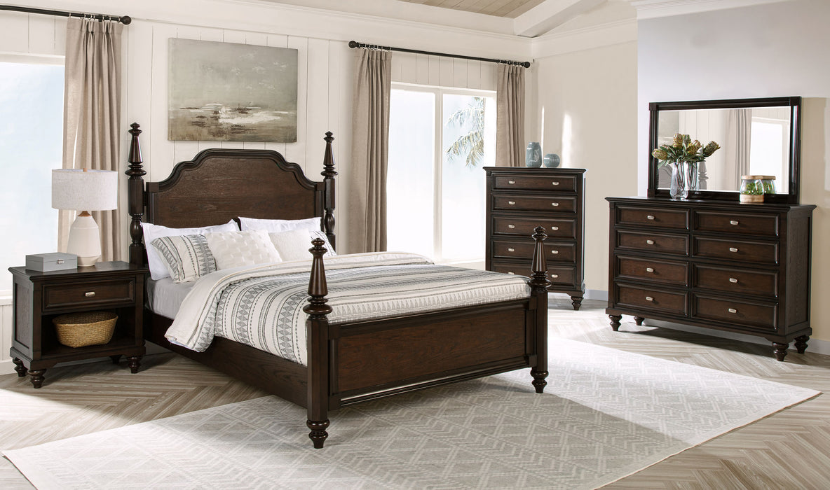 Andover 63-inch Four Poster Queen Bed Dark Oak