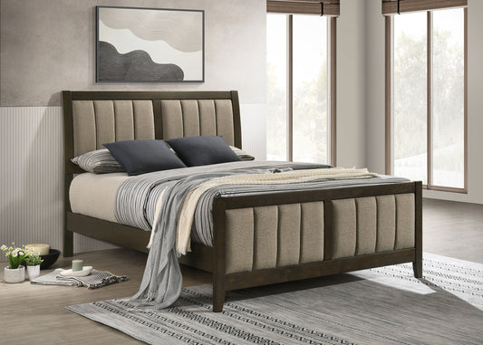 Wilkes 51-inch Upholstered Queen Bed Dark Cocoa