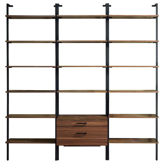 Owens 3-piece 96-inch Wall Mounted Bookshelf Set Walnut