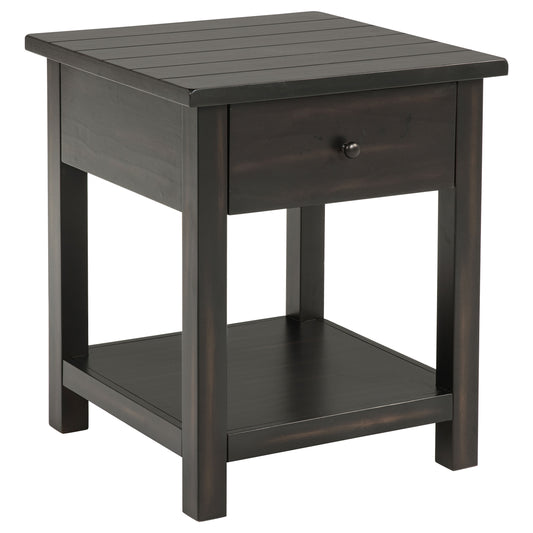 Payne 1-drawer Wood End Table with Shelf Distressed Java