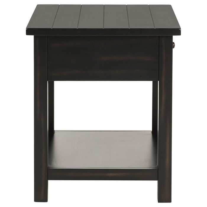 Payne 1-drawer Wood End Table with Shelf Distressed Java