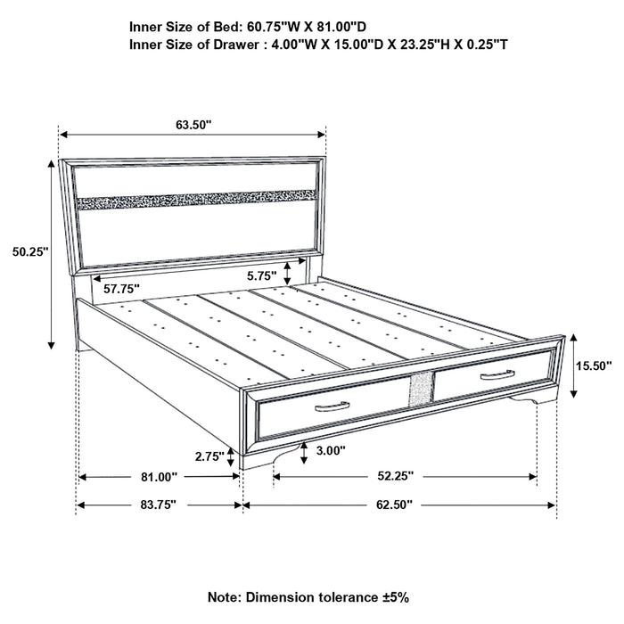 Miranda 51-inch Wood Queen Storage Panel Bed White