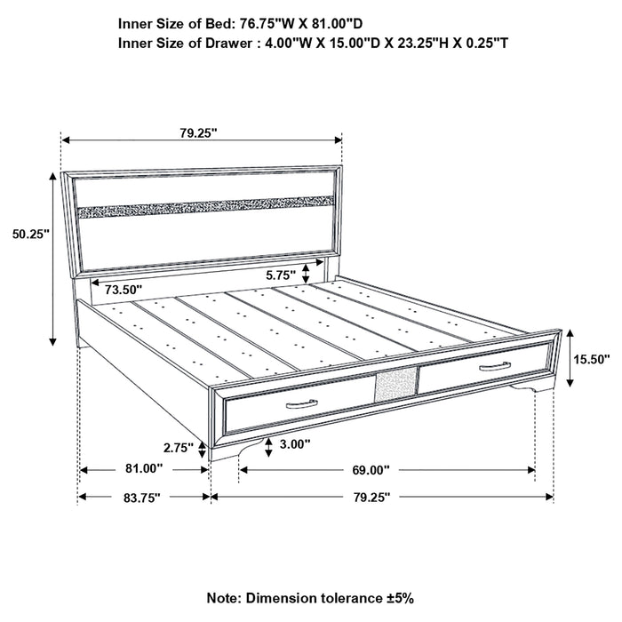 Miranda 51-inch Wood Eastern King Storage Panel Bed Black