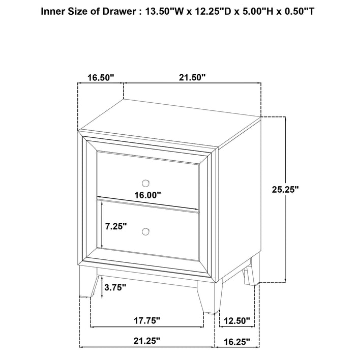 Welsley 2-drawer Nightstand Bedside Table Walnut