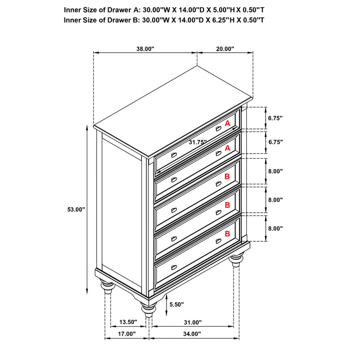 Andover 5-drawer Chest of Drawers Dark Oak