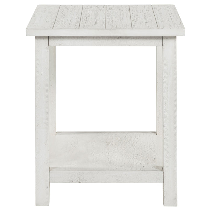 Payne Wood End Table with Shelf Distressed White