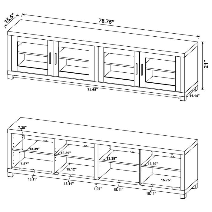 Sachin 3-piece 79-inch TV Entertainment Center Dark Pine