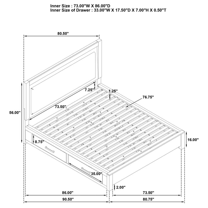 Kenora 56-inch California King LED Storage Bed Barley Brown