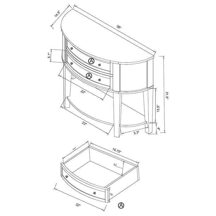 Diane 2-drawer Demilune Entryway Console Table Cappuccino